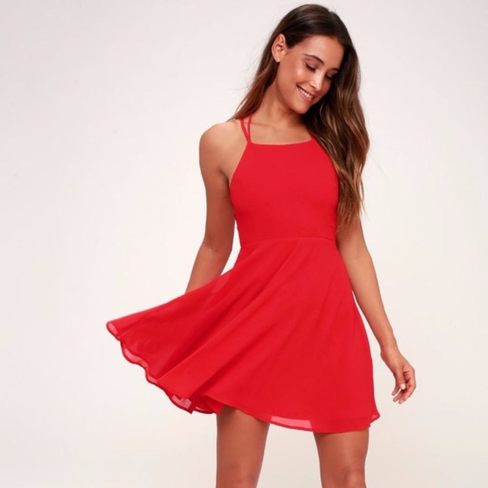 Lulus Good Deeds Lace-up Skater Dress NWT